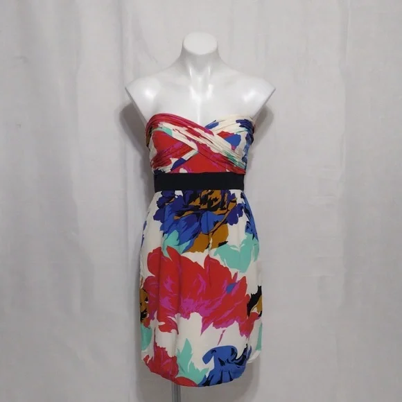Tibi Dresses | Tibi Strapless Floral Silk Mini Dress Size 6 Day-to-Night Party Cocktail Dress | Color: Red/White | Size: 6 | Dv_Fashionista's Closet